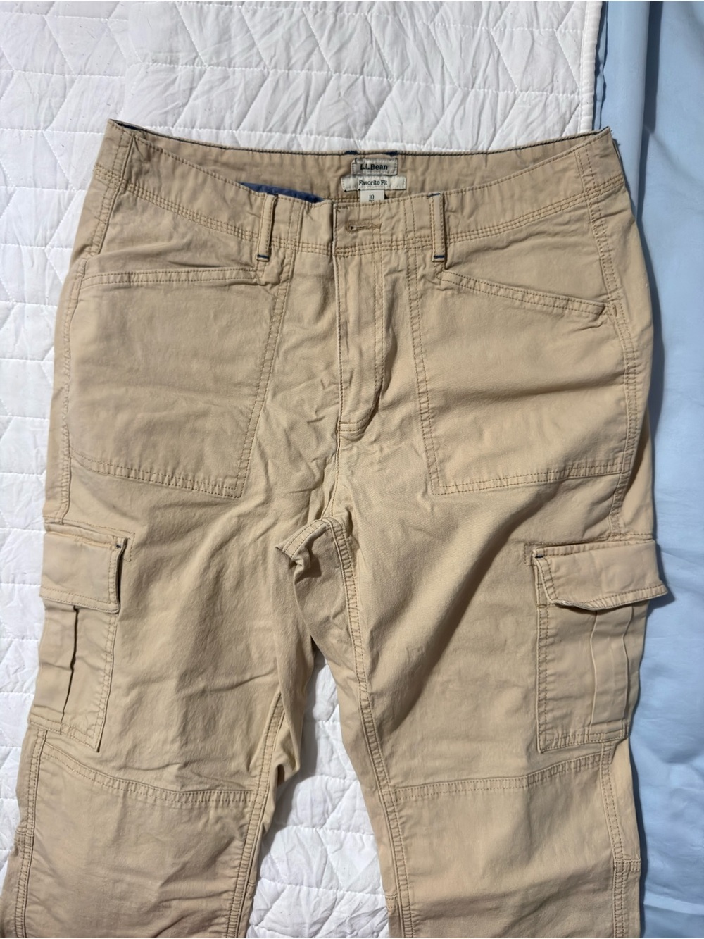 L.L. bean Favorite-Fit Khaki Cargo Pants with Front Patch Pockets